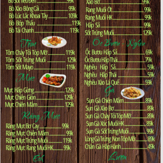 Thực đơn quán 
