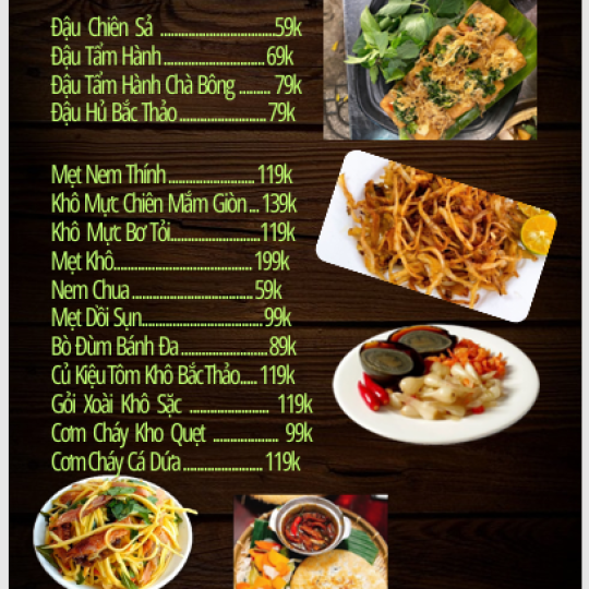 Thực đơn quán 